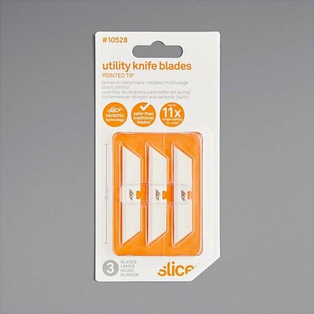 SLICE PRODUCTS Slice Pointed Tip Blade for Utility Knives and Carton Cutters 10528, 3PK 61610528